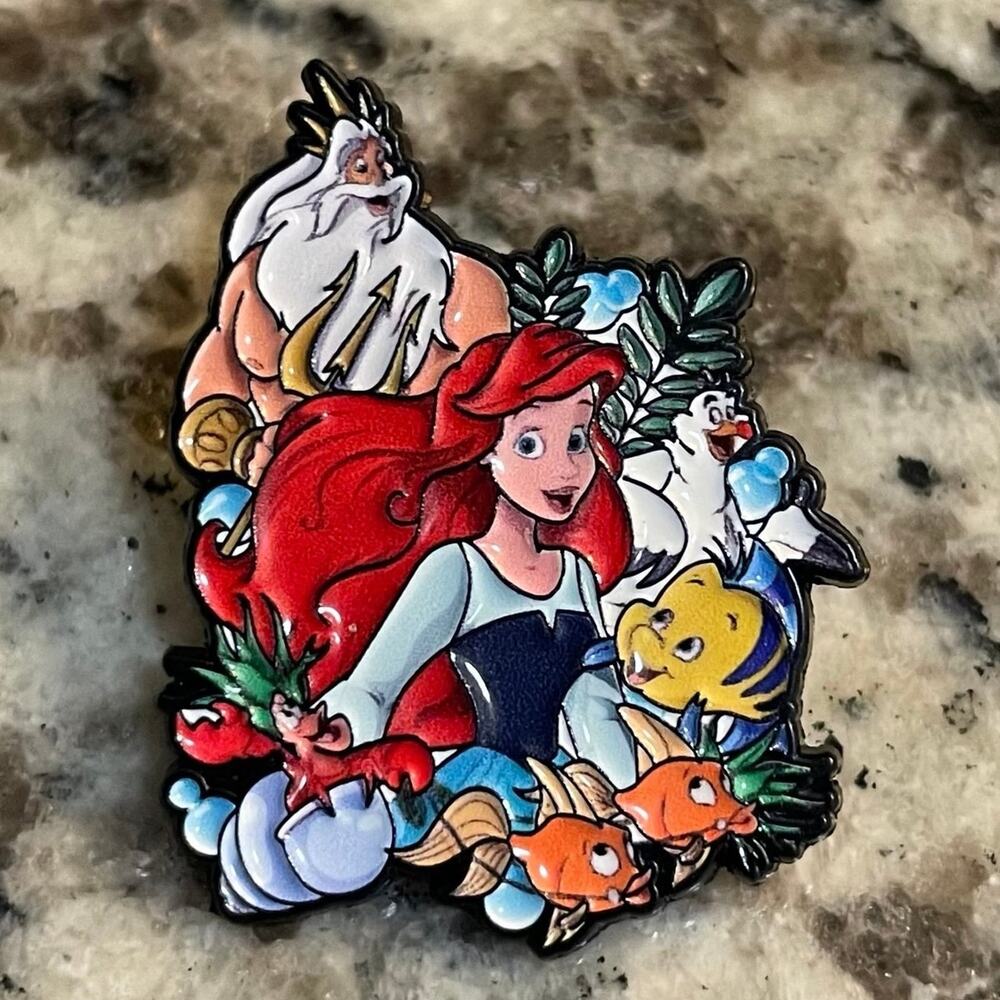 The Little Mermaid Character Collage Metal Enamel Pin